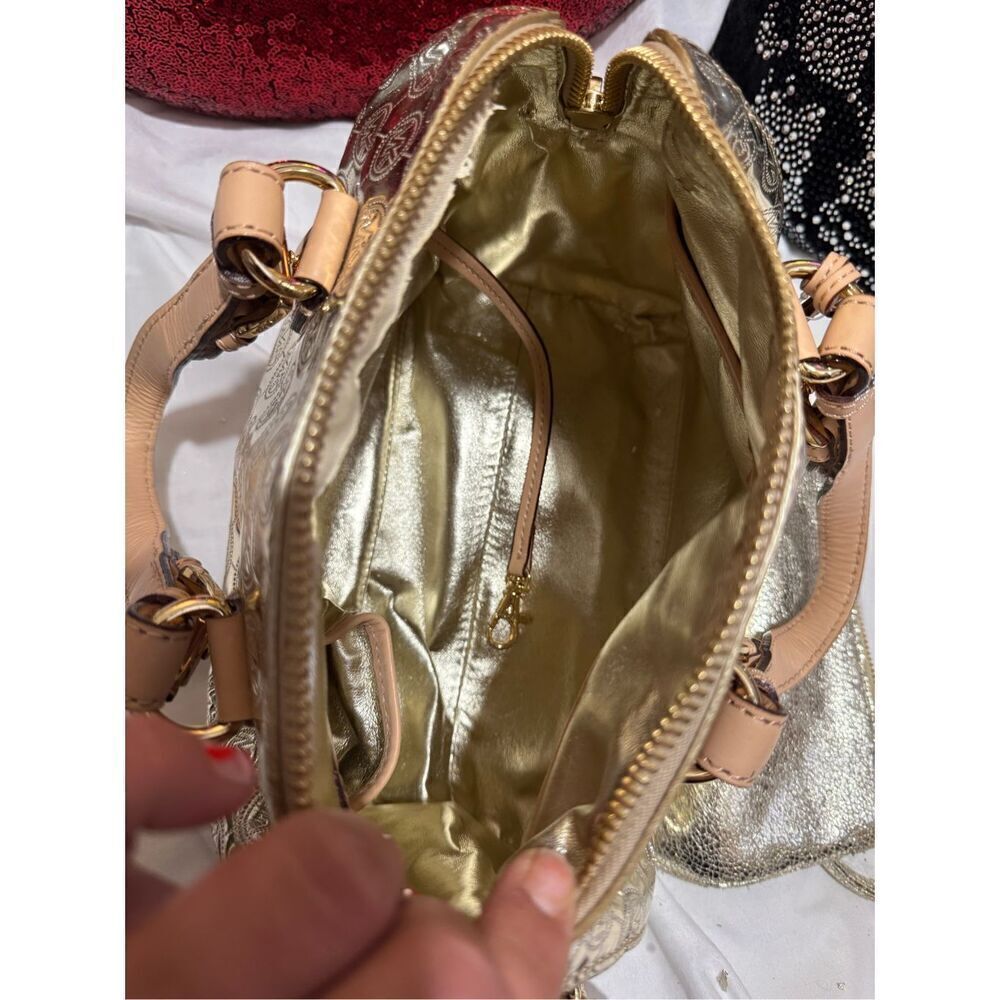 Mk michael Kors gold patent leather signature jet set mini hand bag purse bag - Picture 4 of 10